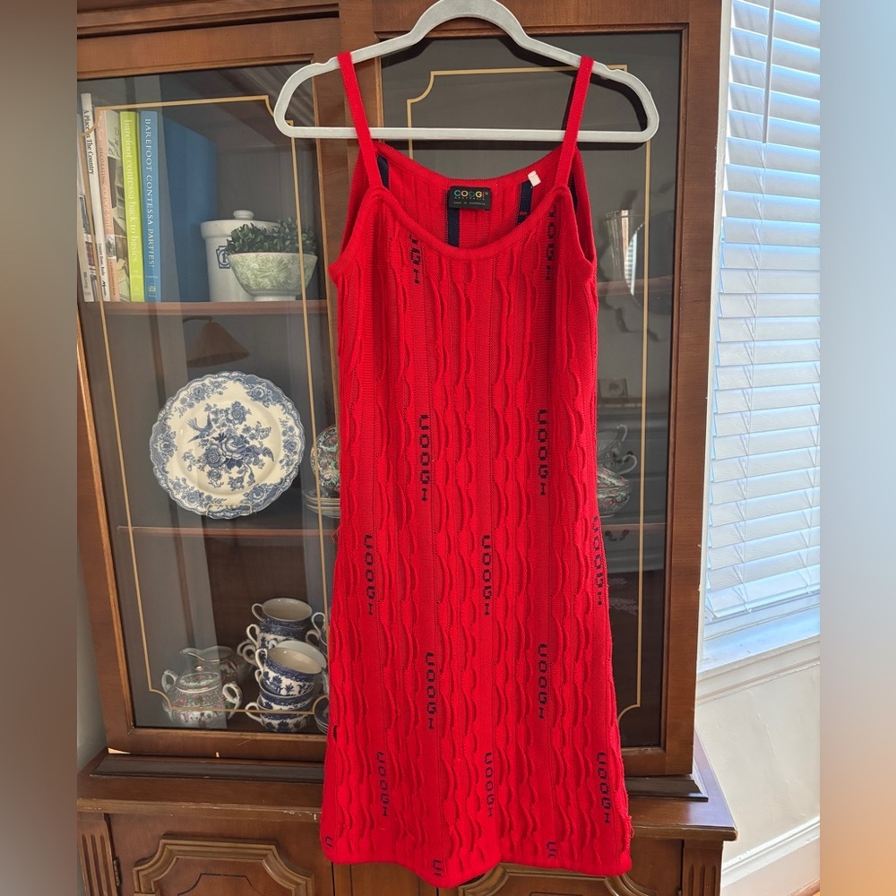 Vintage Coogi Brand 90’s Red Spaghetti Strap Knit Dress Women's